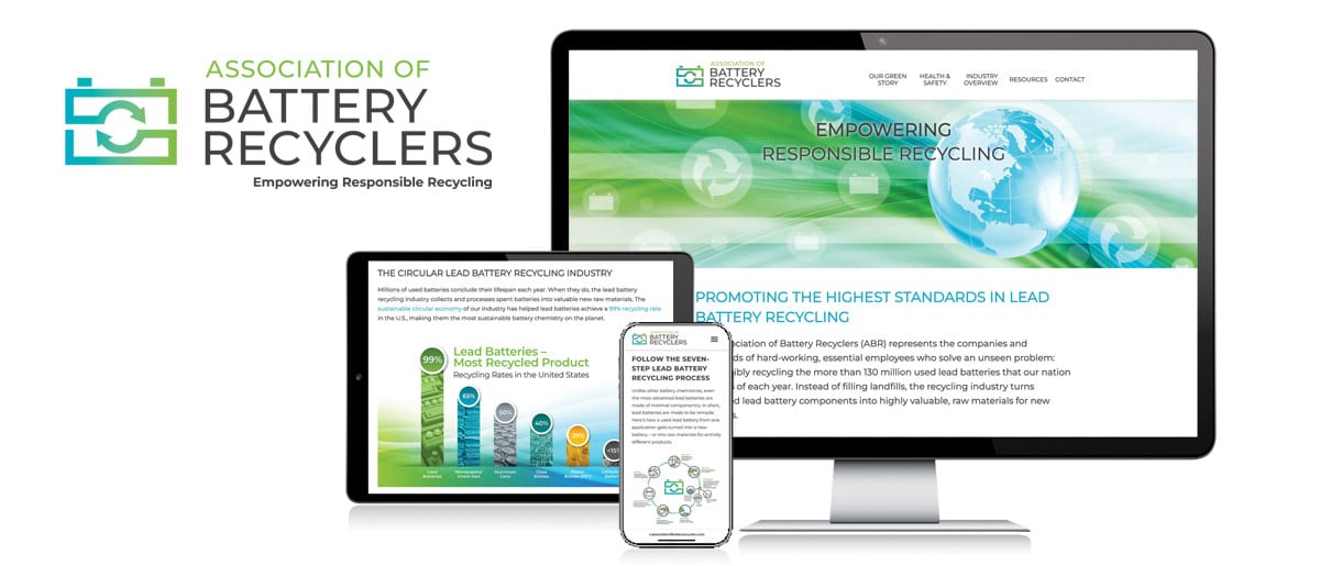 Association of Battery Recyclers website shown on different devices