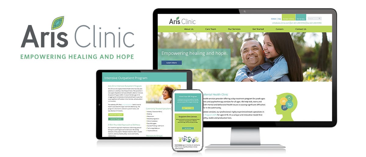 Aris Clinic website shown on different devices