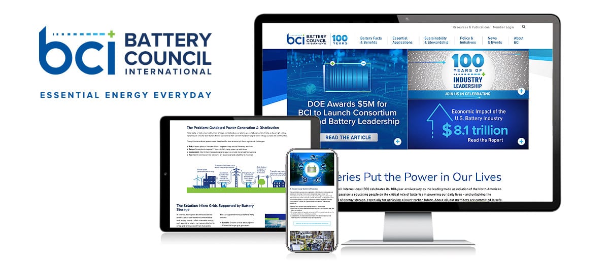 Battery Council International website shown on different devices