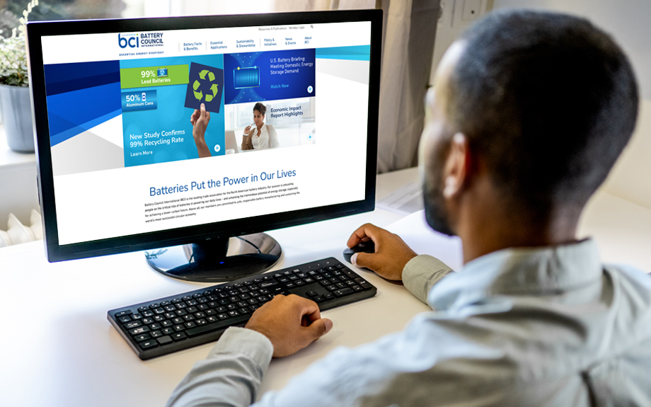Man viewing the award-winning BCI website on desktop.