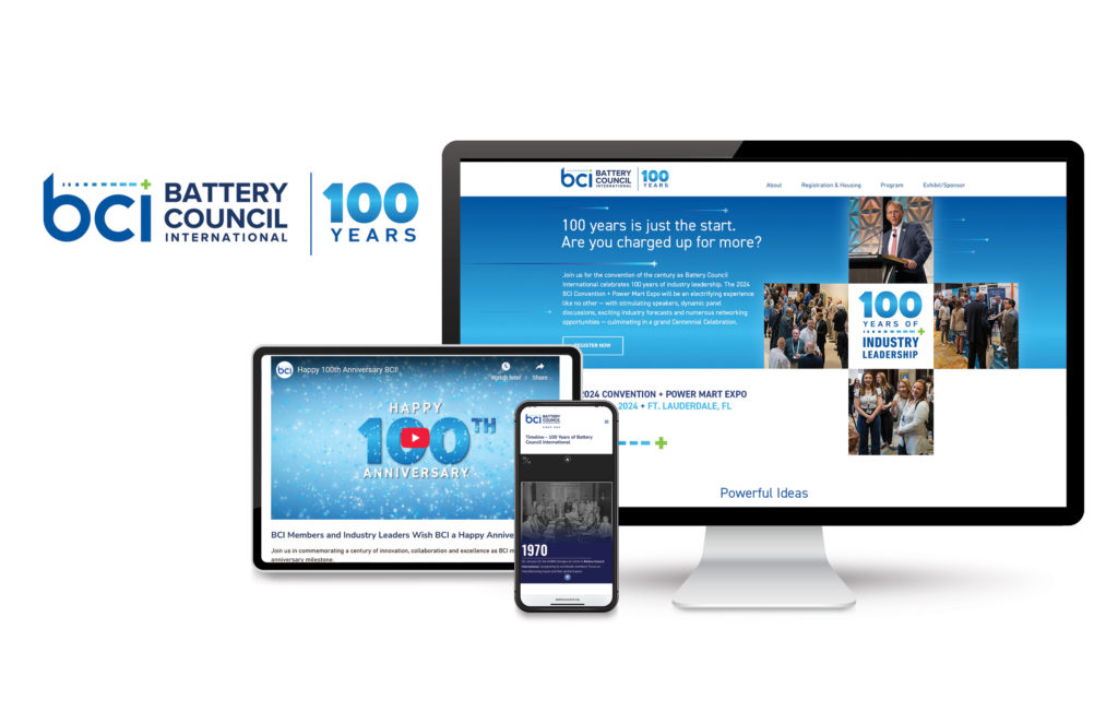 Website design examples from Battery Council International's 100-year campaign. Website design examples from Battery Council International's 100-year campaign.