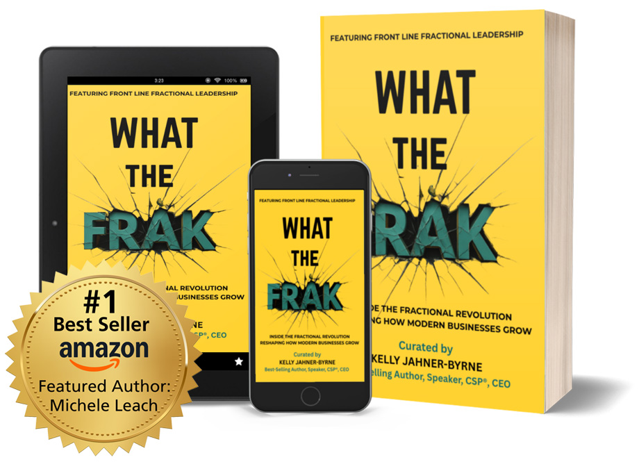 Amazon Best Setter WHAT the FRAK book snapshots, featuring Michele Leach's chapter on Fractional Marketing.