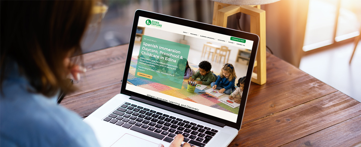 Edina Daycare new website homepage designed by Activated Growth.